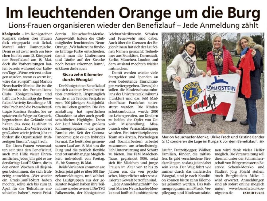 Benefizlauf Königstein in orange leuchtenden T-Shirts